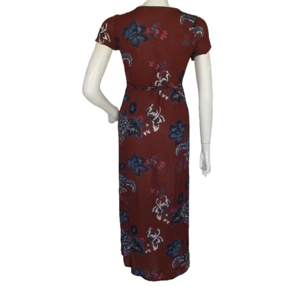 BILLABONG Wrap Dress, S, Rust/Multicolor Floral, Short sleeve, Rayon - Picture 8 of 15